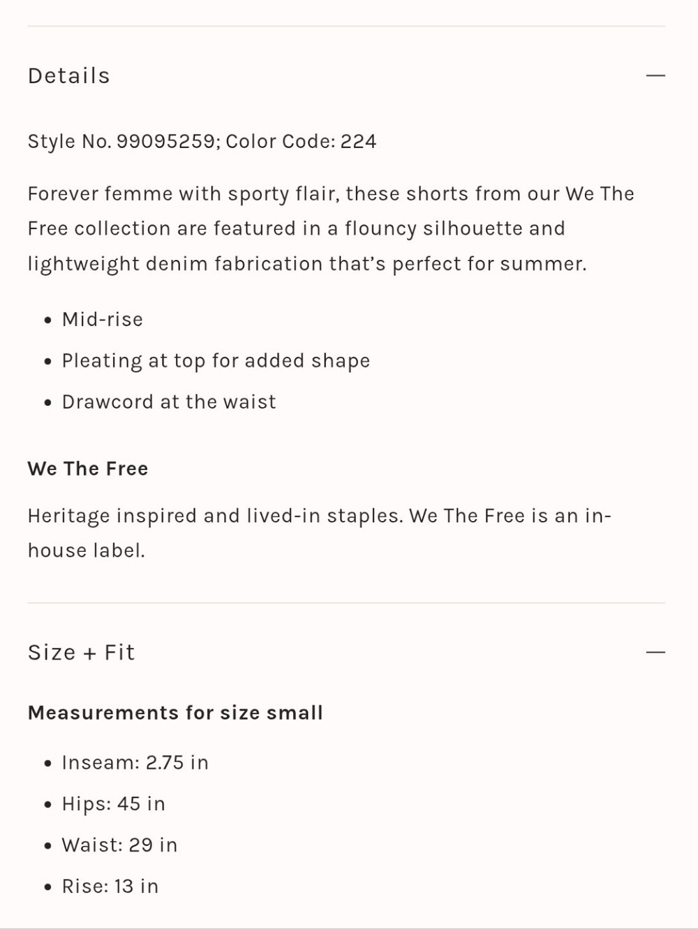 Free People We The Free Croquet Shorties Color Mid Indigo Msrp $98 - Picture 5 of 5